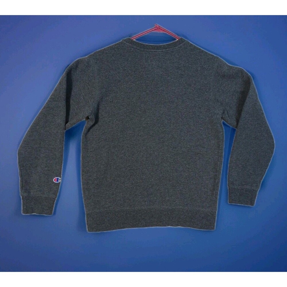 Champion Sweater Youth Large L Gray Blue Pullover Sweatshirt Embroidered Boys - Picture 5 of 5